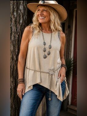 Rhinestone ⭐️ Star Chain Belt Western Boho Silver Statement Belt